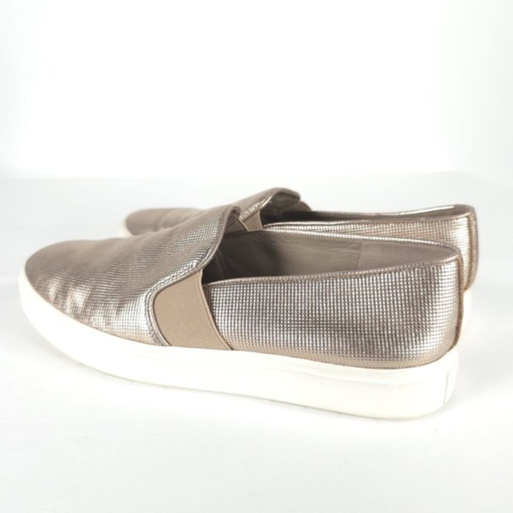 VINCE. Blair Slip On Sneakers Perforated LEATHER Champagne Gold Metallic 6.5